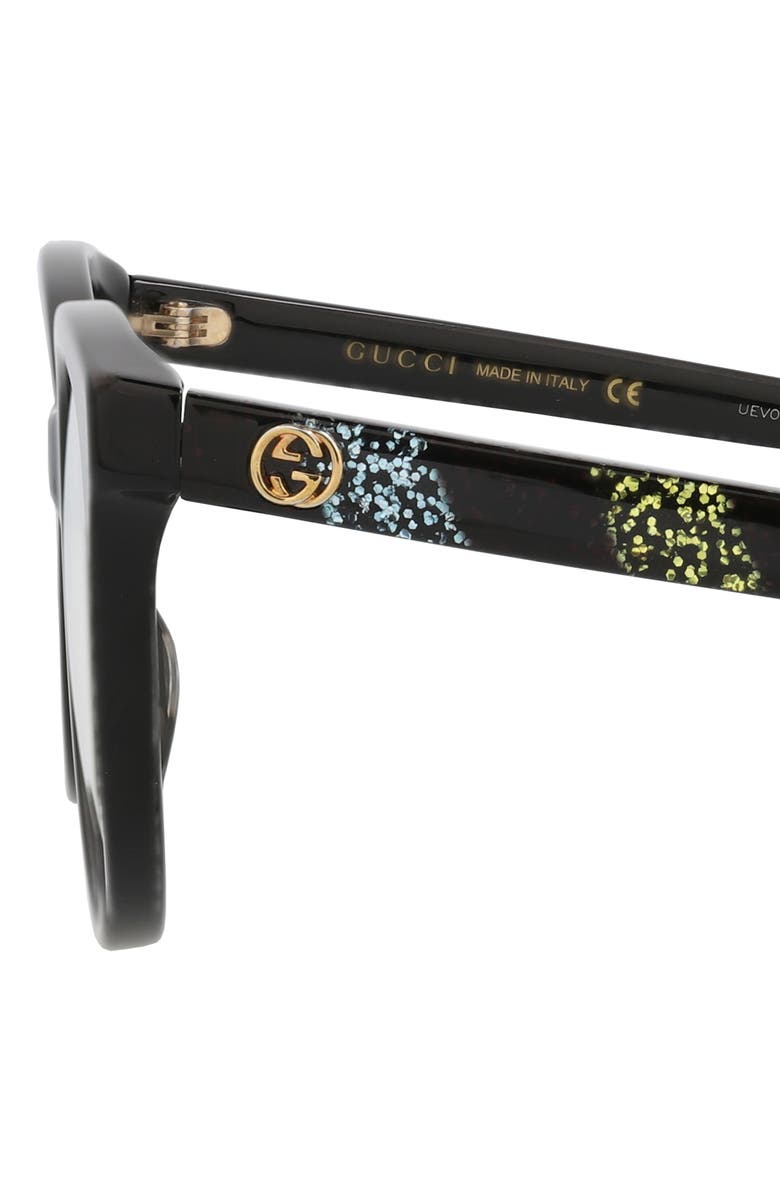 Gucci 53mm Round Optical Glasses, Alternate, color, Black Multicolor Transparent