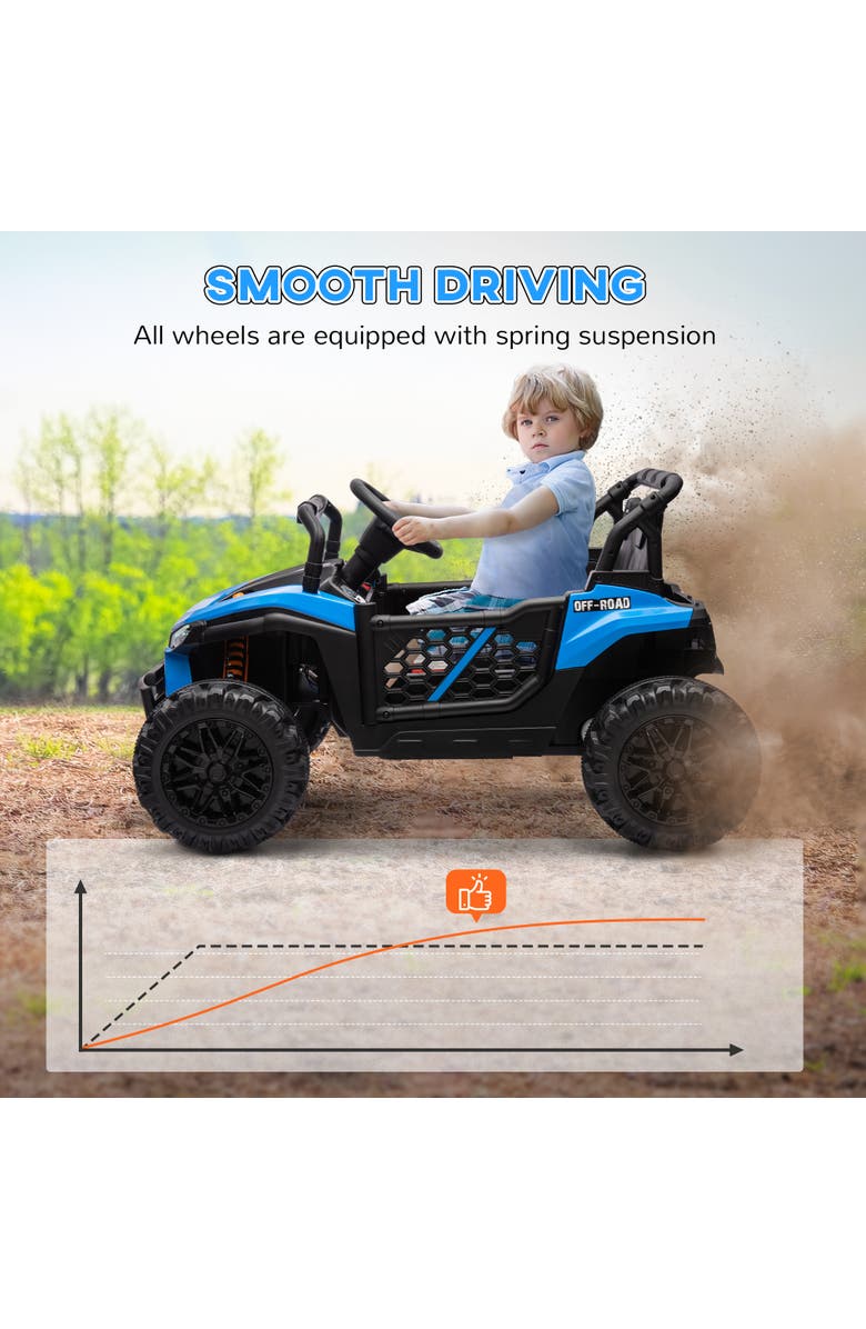 Qaba 12V Kids Ride On Truck w/ Remote Control, 4-Wheel Suspension, Alternate, color, Blue