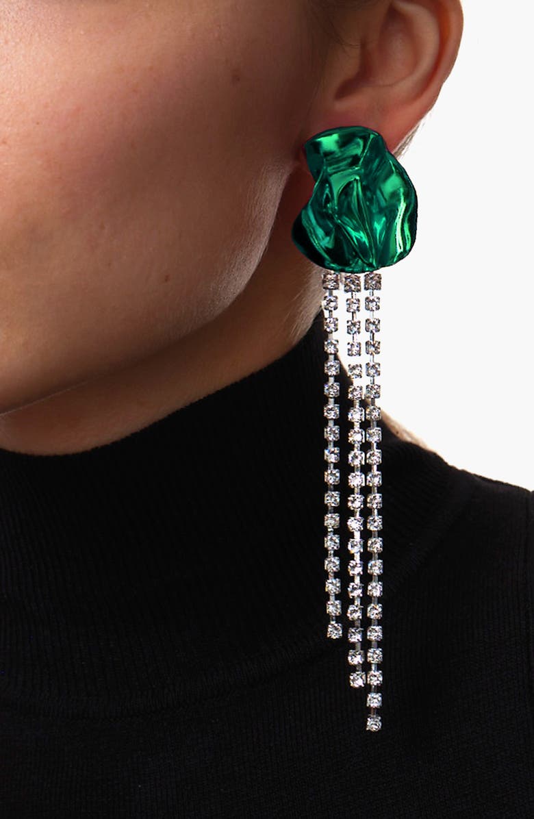 Sterling King Georgia Crystal Drop Earrings, Alternate, color, Emerald