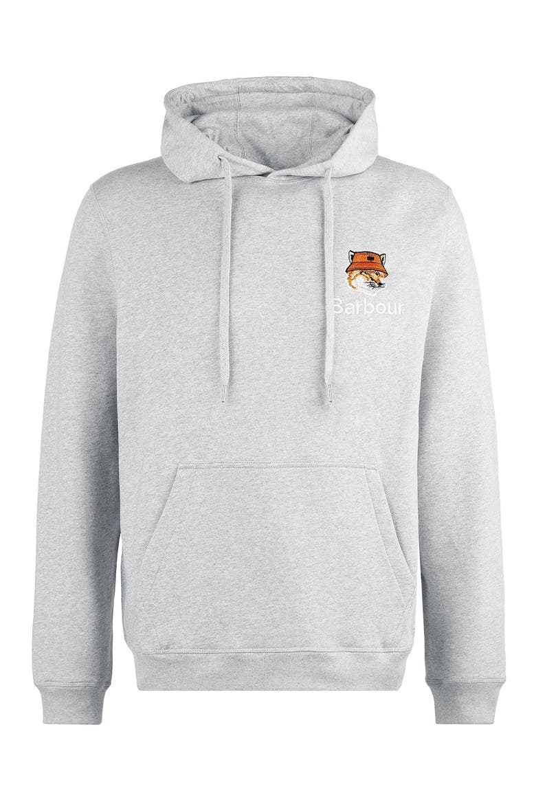 x Maison Kitsuné Logo Graphic Cotton Fleece Hoodie, Alternate, color, GREY MARL