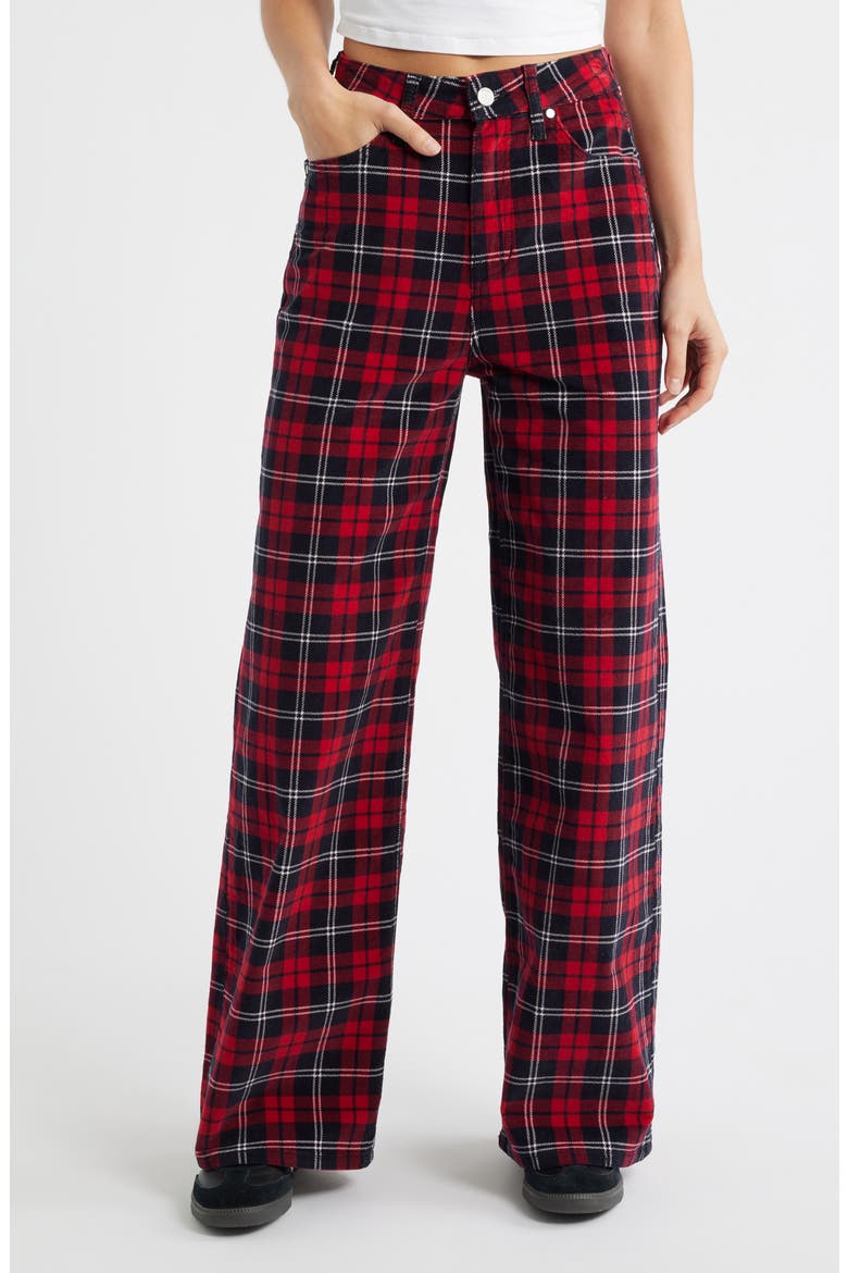 High Waist Wide Leg Jeans, Main, color, RED