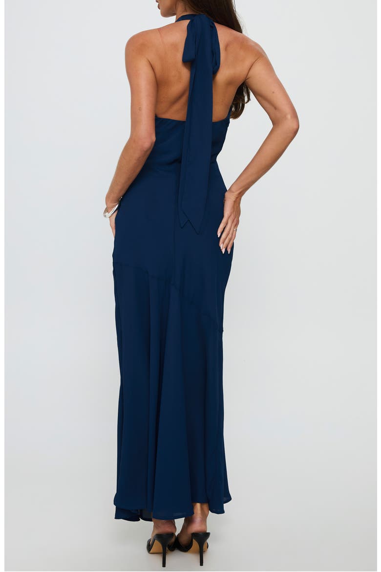 Luannie Halter Chiffon Gown, Alternate, color, NAVY