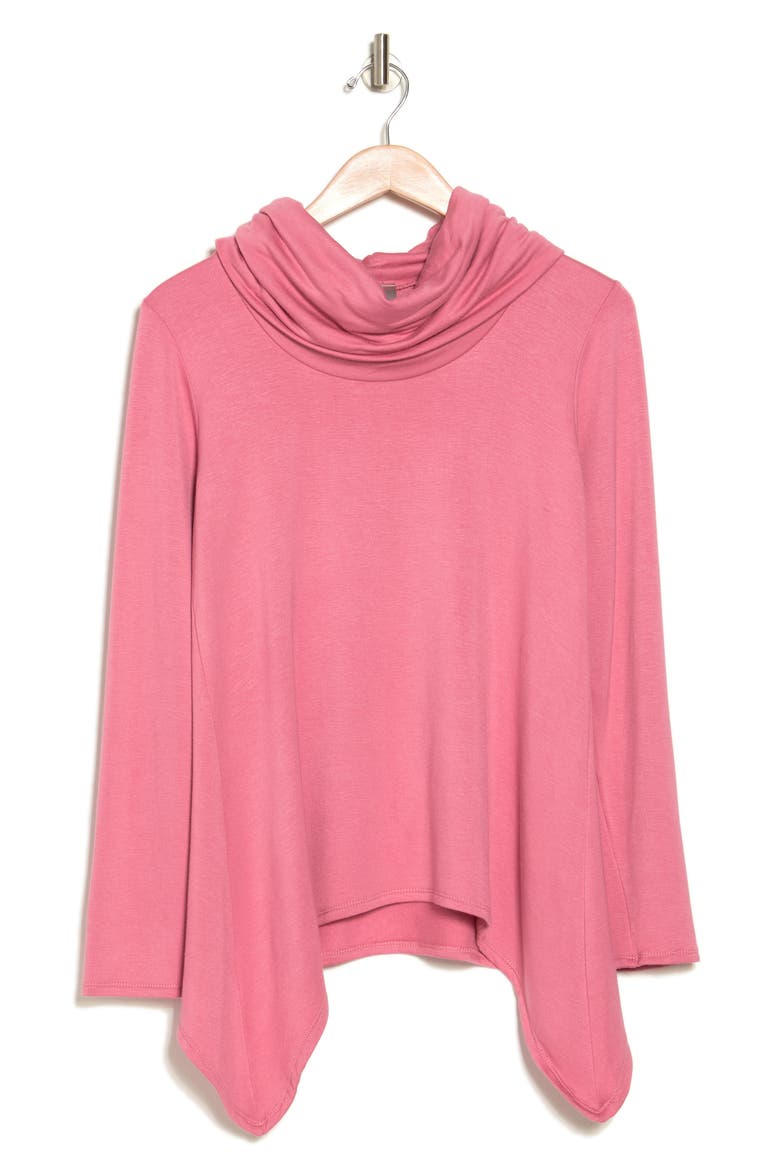Cowl Neck Swing Hem Sweater, Alternate, color, GOSSAMER PINK