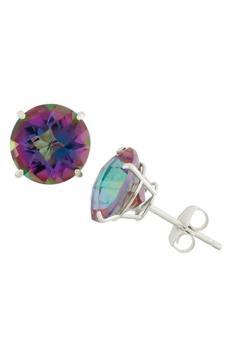 10K White Gold Solitaire Stud Earrings