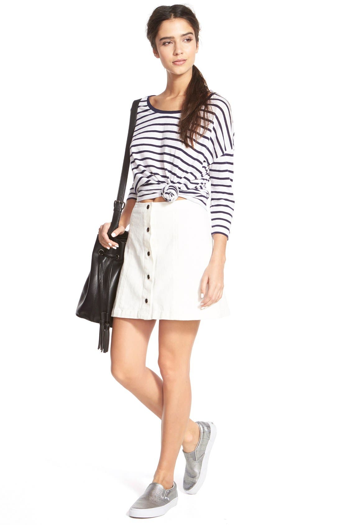 Street Level Faux Leather Bucket Bag, Alternate, color, 