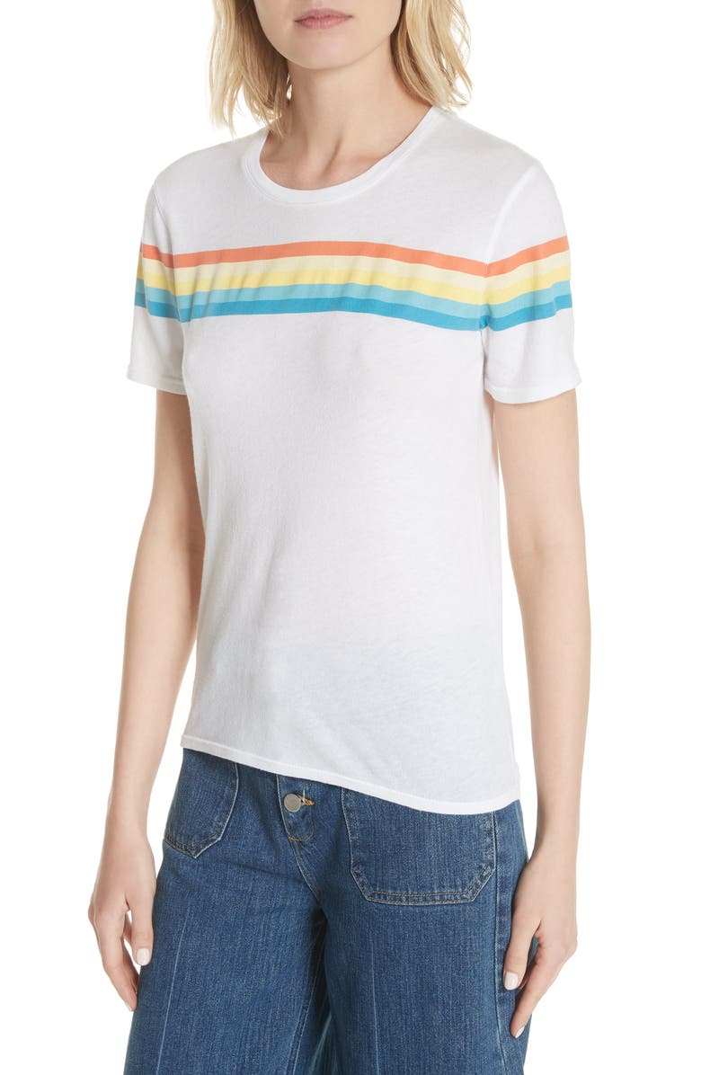 Elizabeth and James Rainbow Stripe Tee, Alternate, color,
