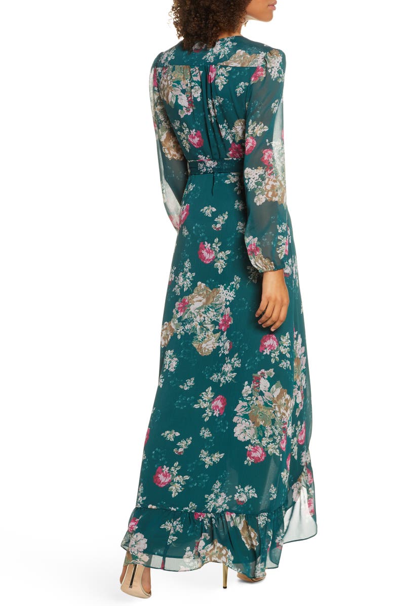 WAYF The Meryl Floral Long Sleeve Wrap Gown, Alternate, color,