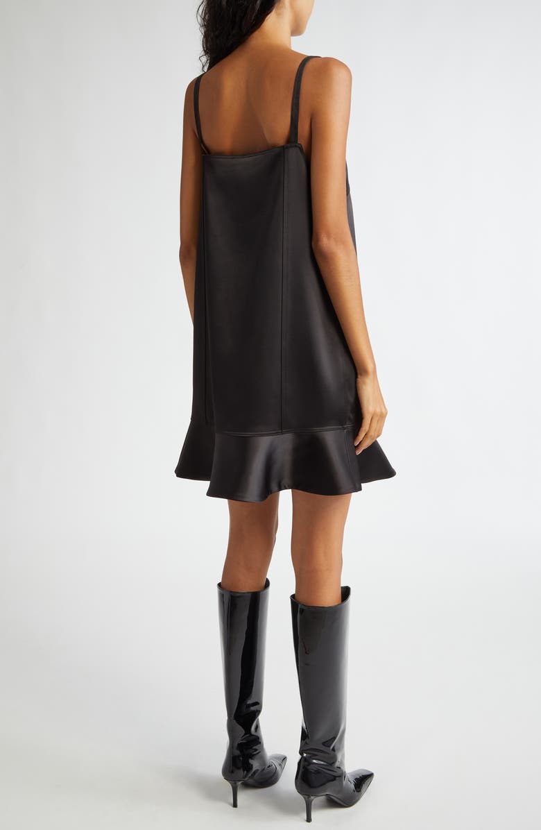 Ganni Duchesse Satin Minidress, Alternate, color, Black