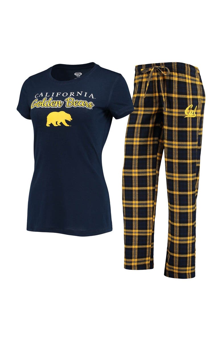 CONCEPTS SPORT Women's Concepts Sport Navy/Gold Cal Bears Lodge T-Shirt & Flannel Pants Sleep Set, Main, color, 
