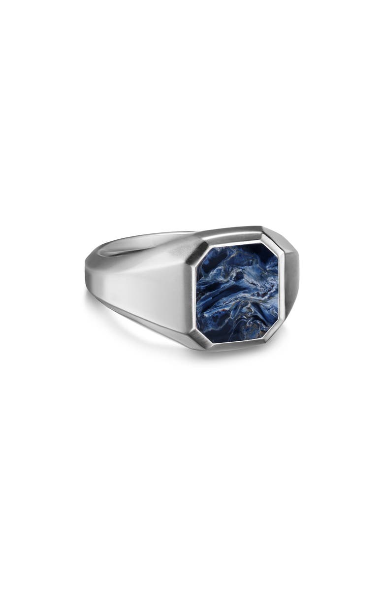 David Yurman Men's Streamline<sup>®</sup> Inlay Signet Ring in Sterling Silver with Pietersite, 14mm, Alternate, color, Silver