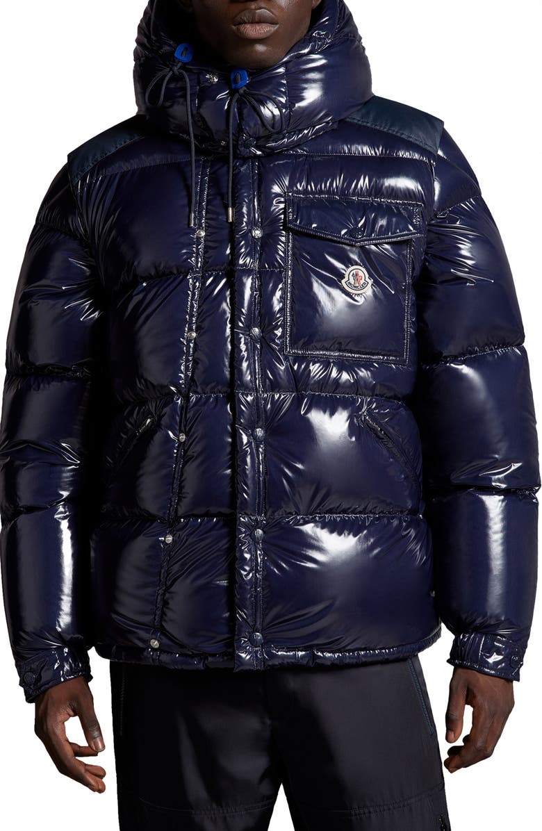 Moncler Karakorum Ripstop Convertible Down Jacket, Main, color, Navy