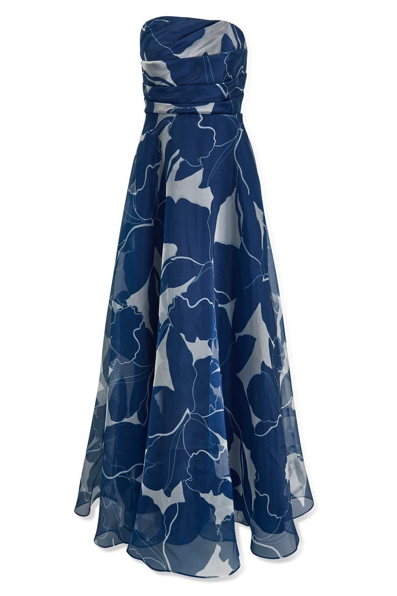 Floral Strapless Gown, Alternate, color, SAPPHIRE