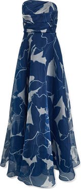 Donna Karan New York Floral Strapless Gown