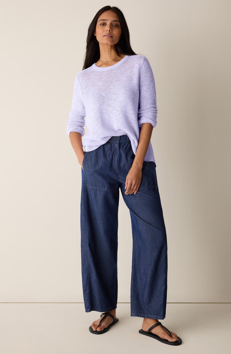 Eileen Fisher Textured Crewneck Organic Linen & Cotton Sweater, Alternate, color, Lfrst