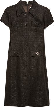 ST. JOHN Metallic Tweed Shirtdress