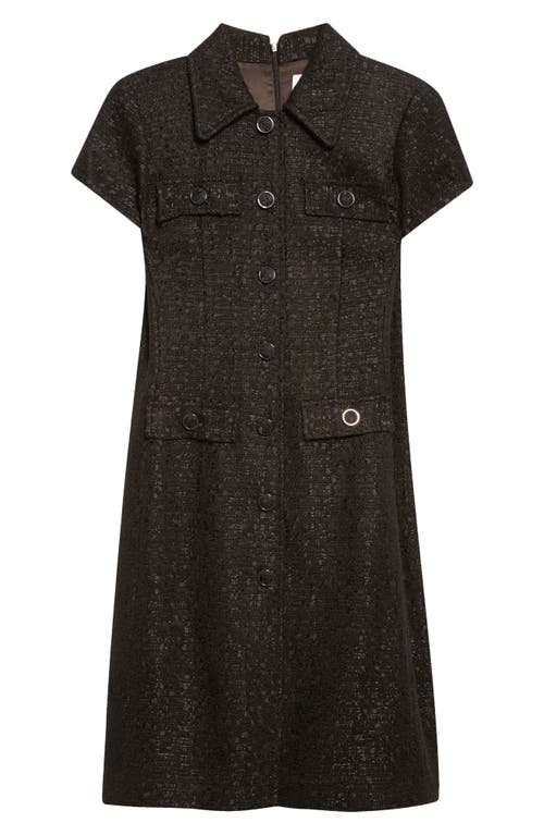 St John St. John Metallic Tweed Shirtdress In Black