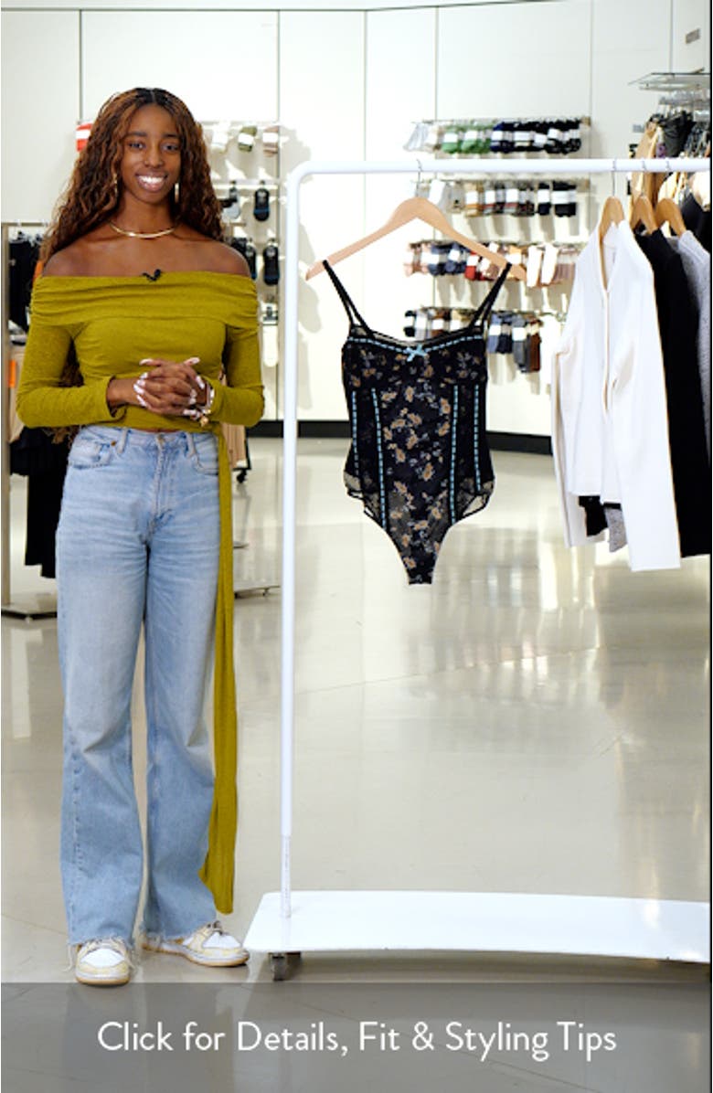 Sara Floral Print Lace Corset Bodysuit, sales video thumbnail