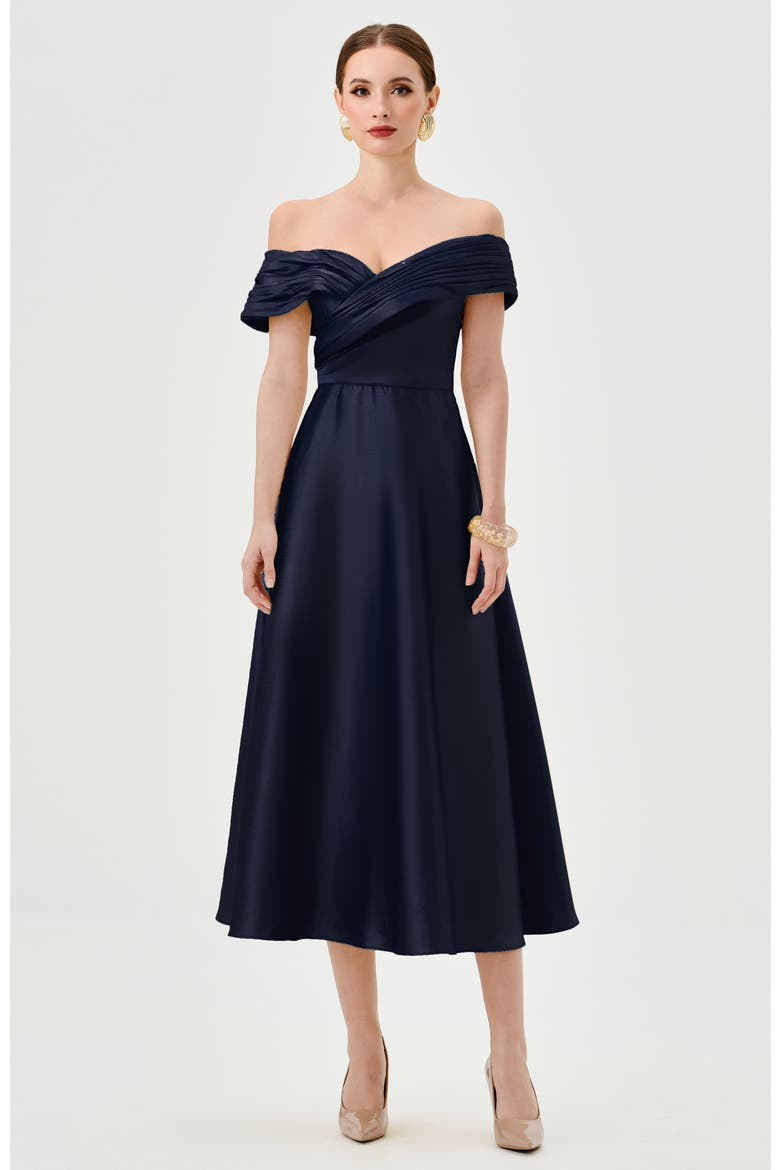 Wynter Off Shoulder Midi, Alternate, color, NAVY
