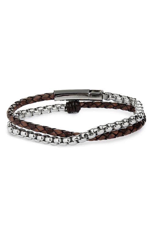 Jonas Studio Braided Leather & Chain Double Wrap Bracelet in Brown  product