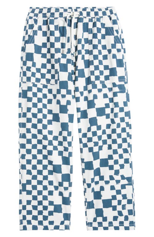 Service Works Chef Check-pattern Drawstring Trousers In Teal Checker