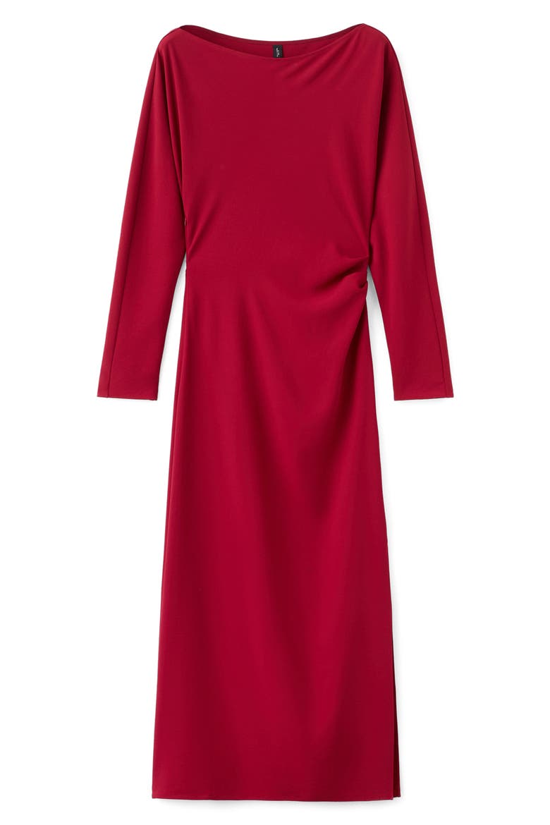 Side Ruched Long Sleeve Dress, Alternate, color, RED