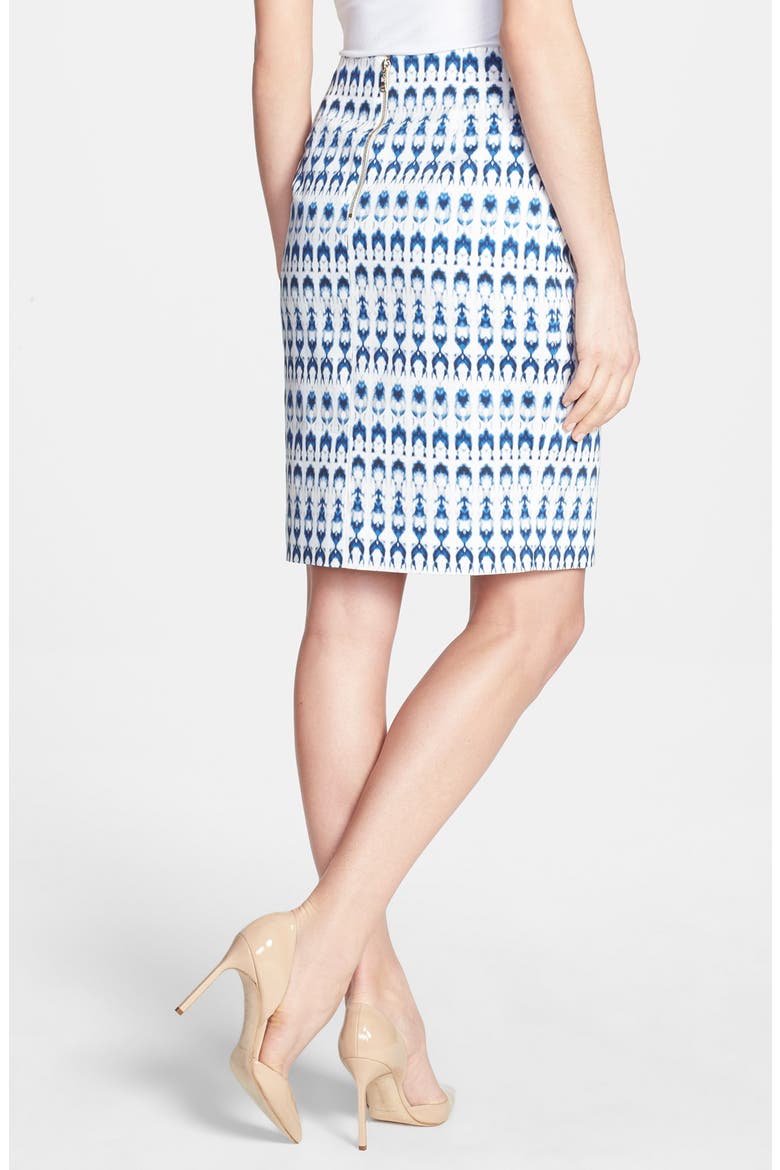 Ikat Print Pencil Skirt, Alternate, color, NAVY MULTI