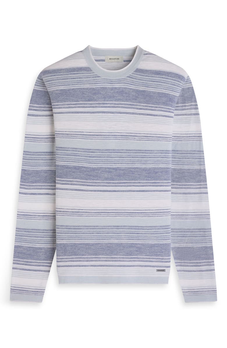 Bugatchi Stripe Cotton Crewneck Sweater, Alternate, color, Cobalt