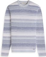 Bugatchi Stripe Cotton Crewneck Sweater