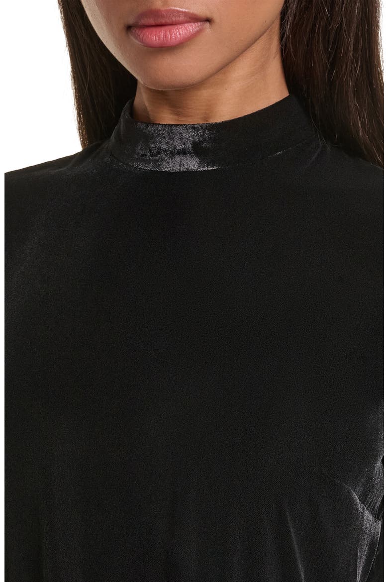 Mixed Media Bubble Hem Dress, Alternate, color, BLACK