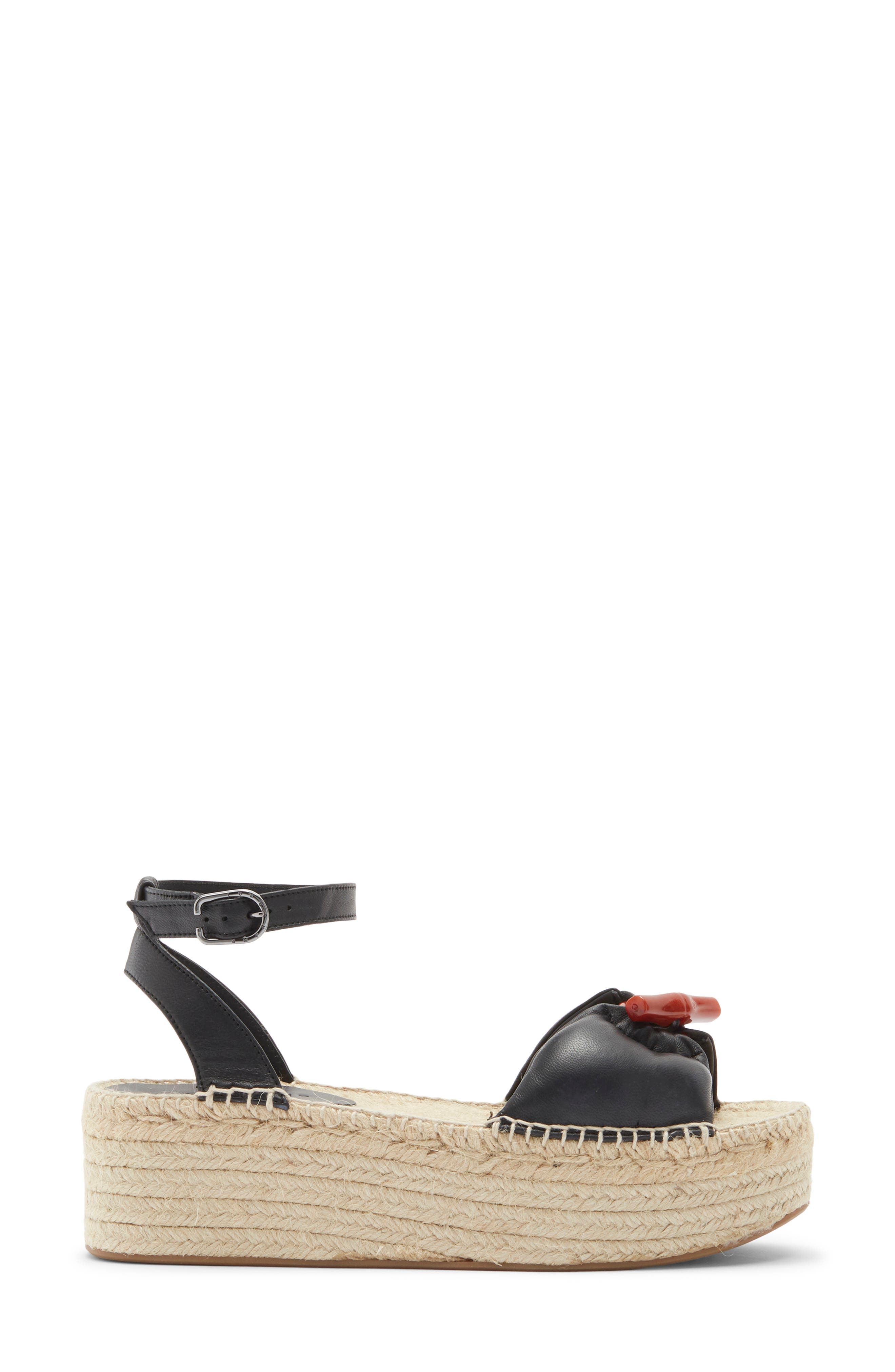 Longchamp Platform Espadrille Sandal, Alternate, color, Black