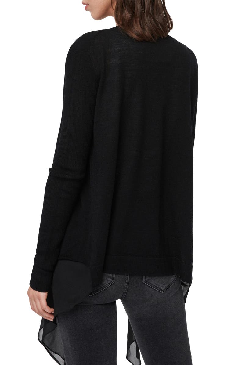 AllSaints Mirri Waterfall Merino Wool Cardigan, Alternate, color, 