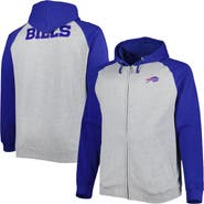 PROFILE Men's Heather Gray Buffalo Bills Big & Tall Fleece Raglan Full-Zip Hoodie Jacket