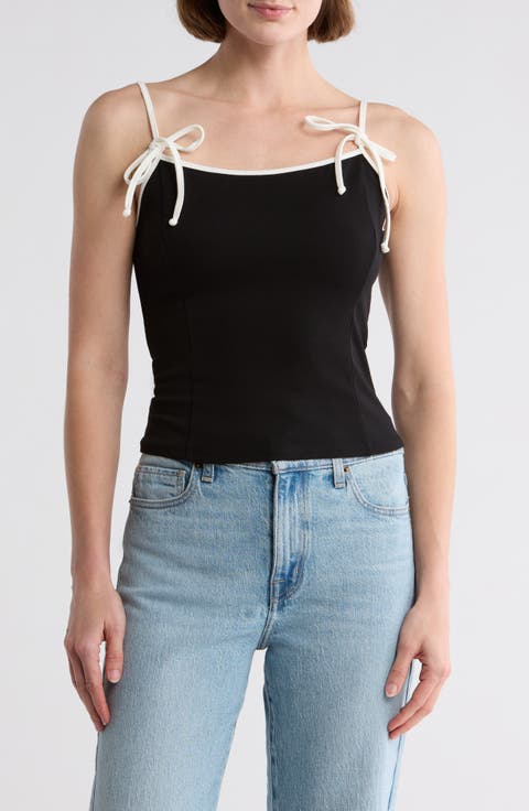 Contrast Tie Strap Tank Top