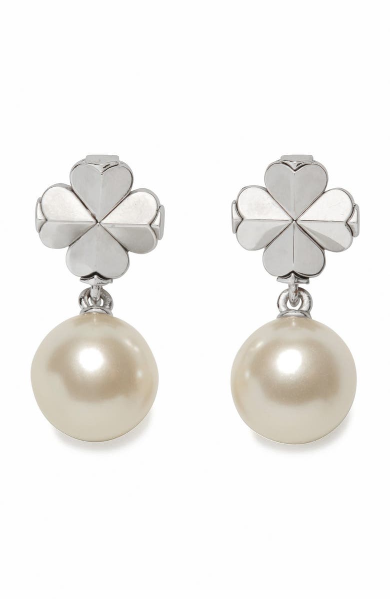 Kate Spade New York spade flower faux pearl drop earrings, Main, color, 