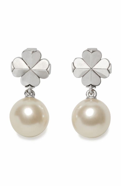 Kate Spade New York Spade Flower Faux Pearl Drop Earrings In Metallic