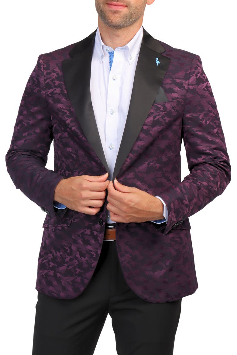 Camo Jacquard Dinner Jacket, Main, color, CRANBERRY