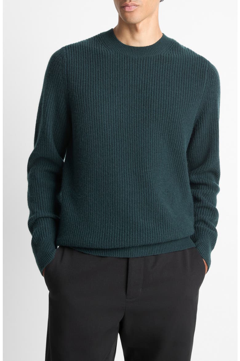 Shaker Stitch Wool & Cashmere Crewneck Sweater, Main, color, COUNTRY RACER