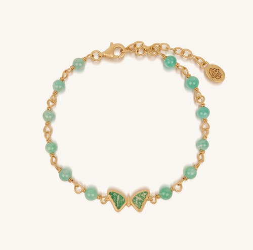 Karma And Luck Free Spirit Amazonite Butterfly Gold Bracelet In Gold