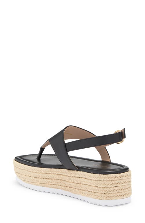 Stuart Weitzman Mel Leather Espadrille Flatform Sandal In Black