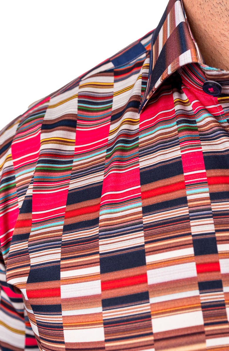 Maceoo Fibonacci Mirrors Cotton Button-Up Shirt, Alternate, color, Pink