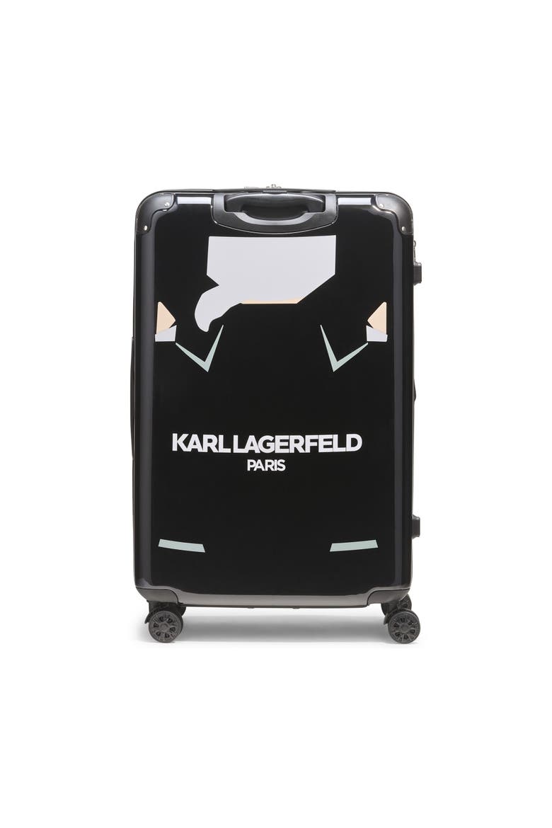Karl in A Box Upright Suitcase, Alternate, color, Black