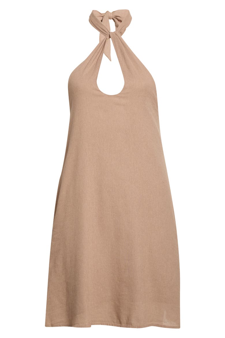 Halter Open Back Cover-Up Dress, Main, color, BROWN
