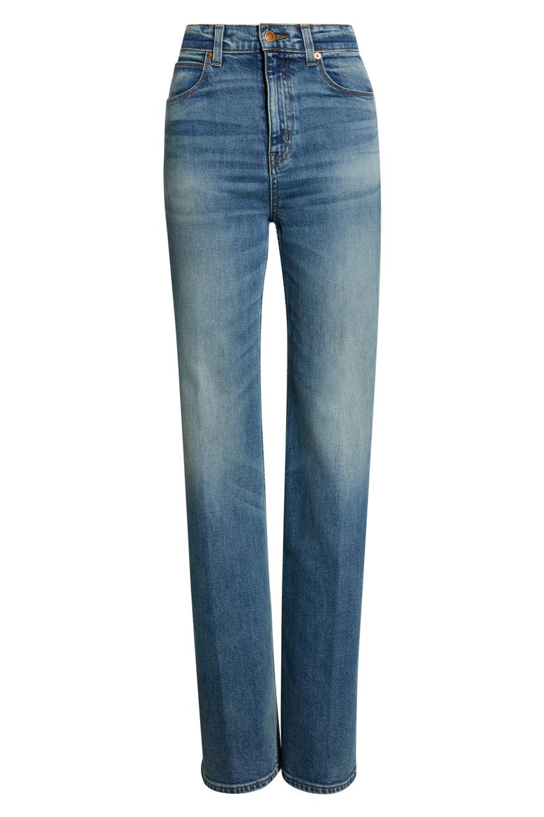 The Crease High Waist Flare Leg Jeans, Main, color, CLASSIC DARK