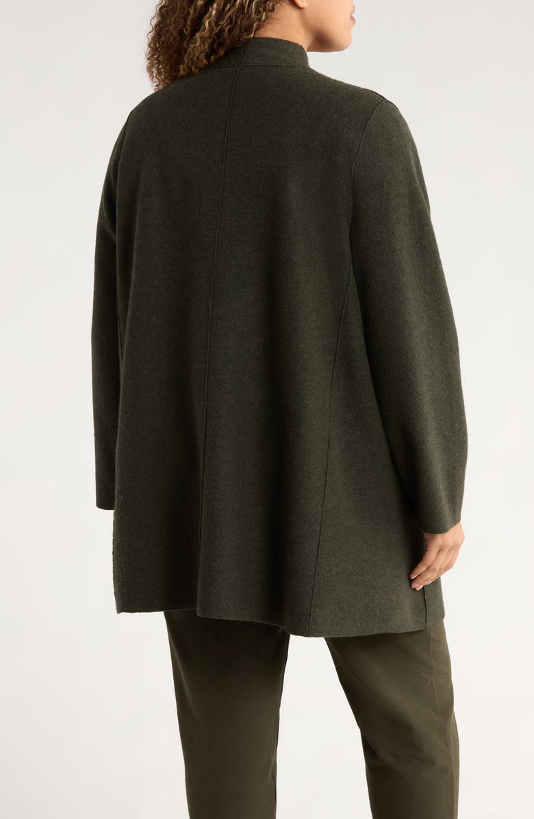 Eileen Fisher High Collar Open Front Boiled Wool Jacket, Alternate, color, Woodland