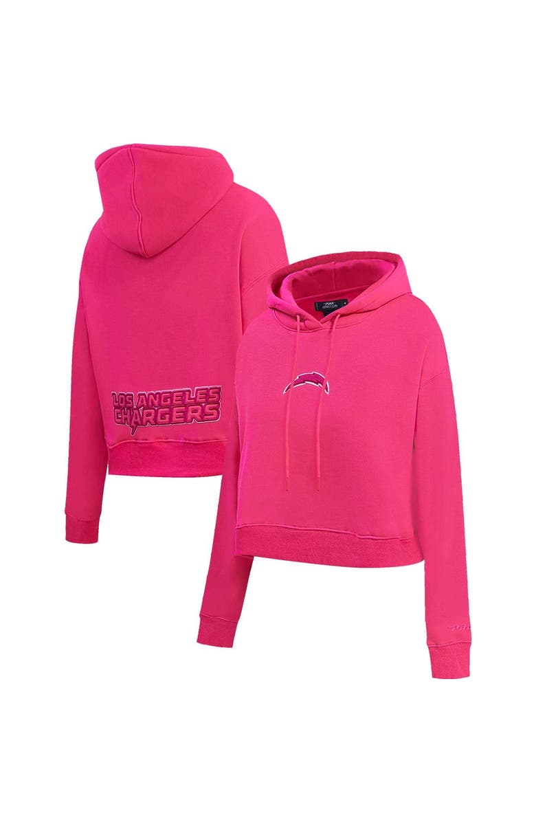 PRO STANDARD Women's Pro Standard Los Angeles Chargers Triple Pink Cropped Pullover Hoodie, Alternate, color, Pink