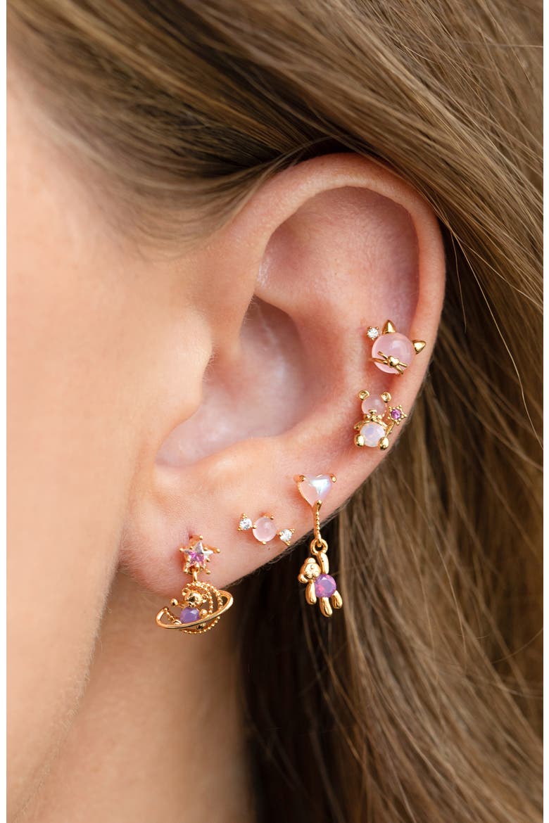 Kitty Kat Stud Earrings, Alternate, color, GOLD