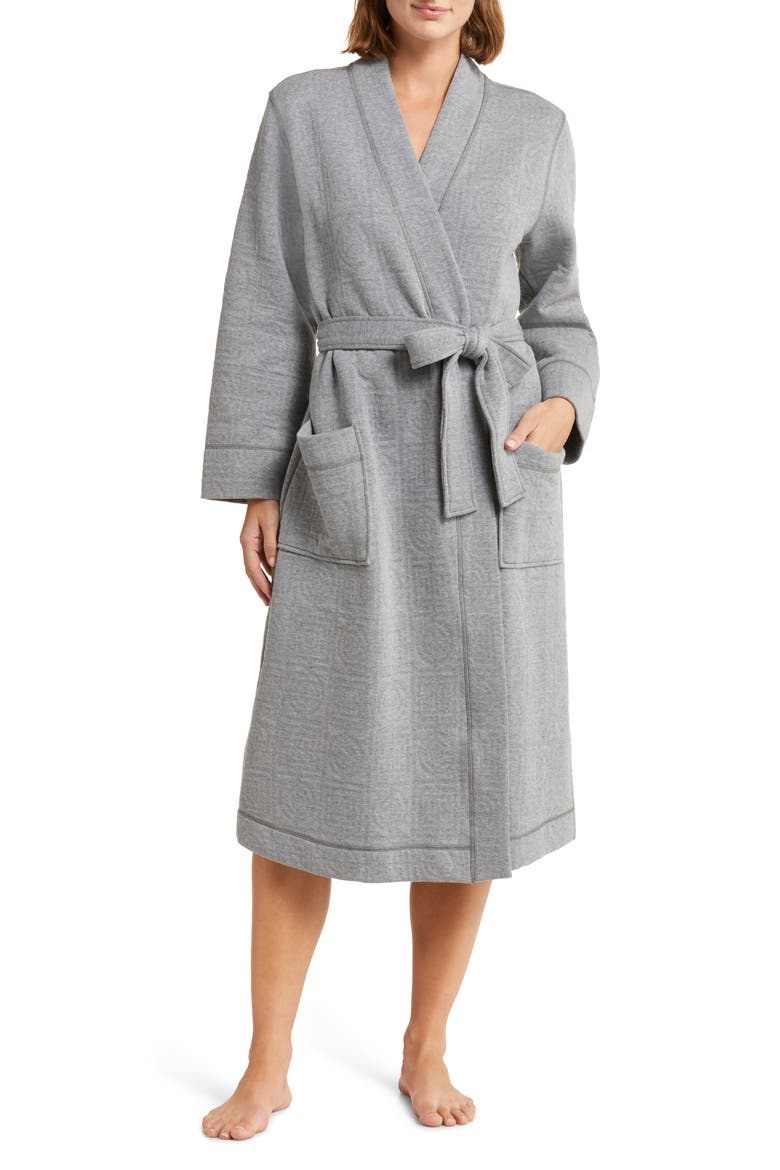 Infinity Quilted Jacquard Robe, Main, color, HEATHER GREY
