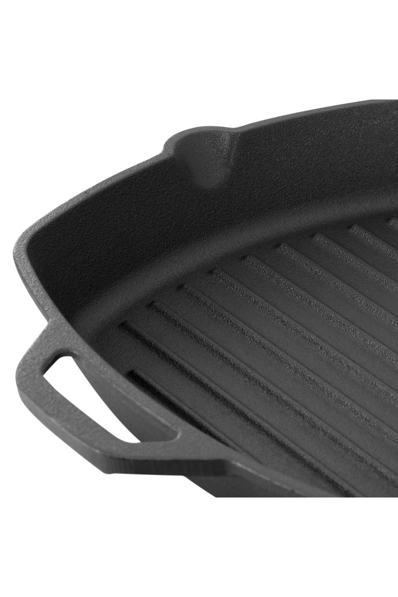 10.4 Inch Pre-Seasoned Cast Iron Griddle with Tempered Glass Lid, Alternate, color, Black