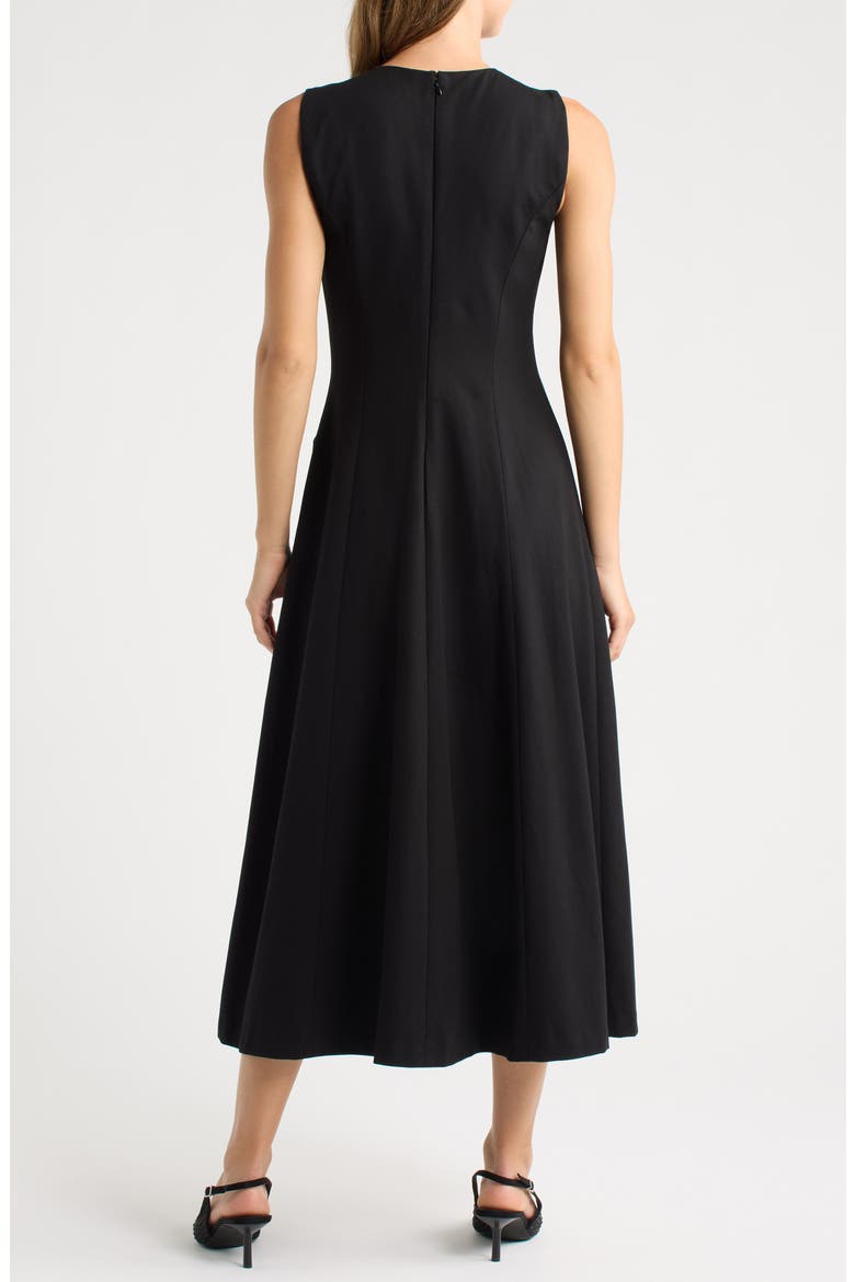 Velvet Floral Appliqu Fit & Flare Dress, Alternate, color, ANNE BLACK