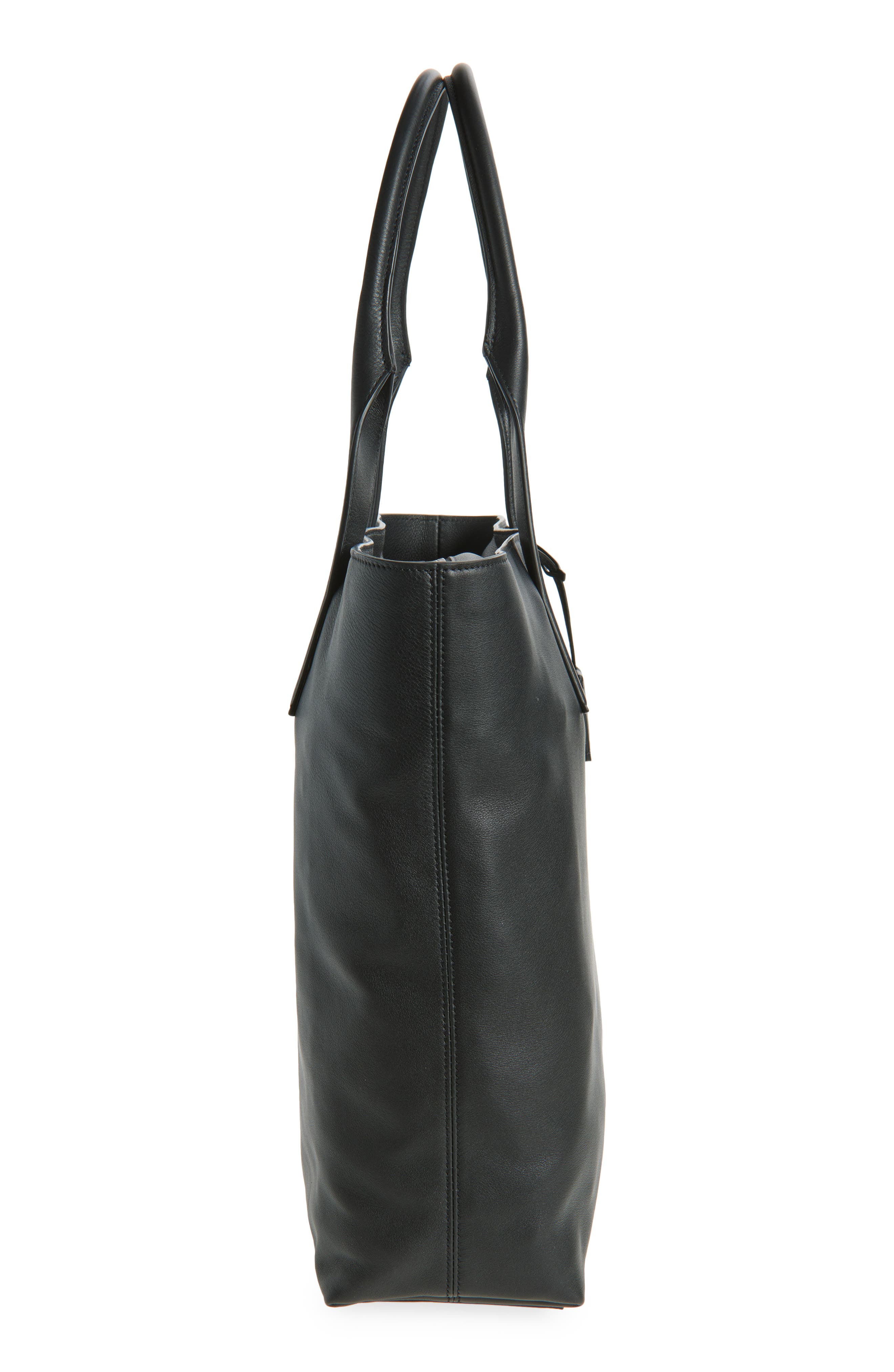 TOM FORD Leather North/South Tote, Alternate, color, Black